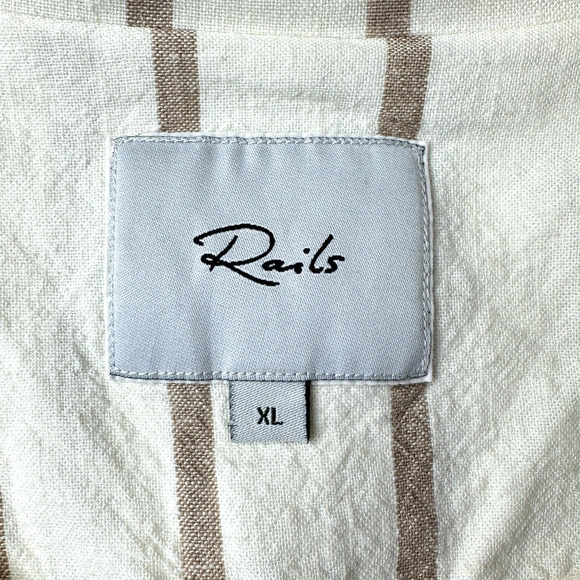 Rails Women's Flynn Mojave Linen Blend Stripe Cream Brown Blazer/Jacket Size XL - Picture 10 of 10